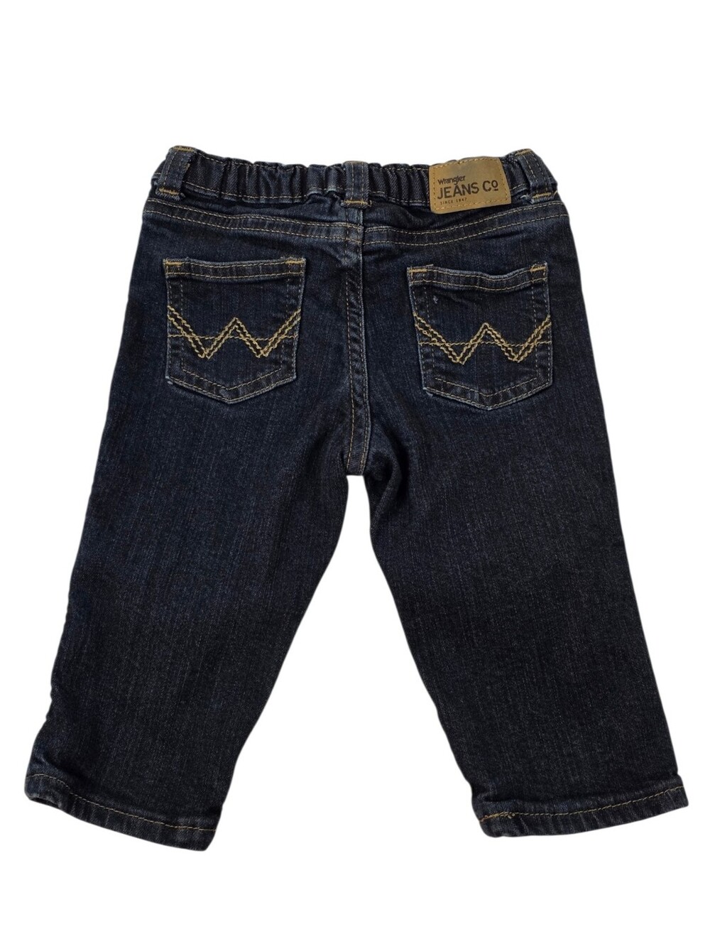 Wrangler Baby Boys Dark Wash Stretch Jeans 6-9M Elastic Waist Denim Western - Picture 3 of 6